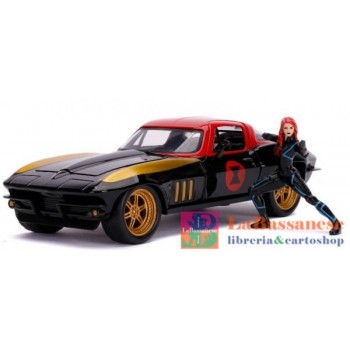 MARVEL BLACK WIDOW 1966 CHEVY IN SCALA 1:24 DIE-CAST CON PERSONAGGIO DELLA VEDOVA NERA IN DIE CAST - 253225014