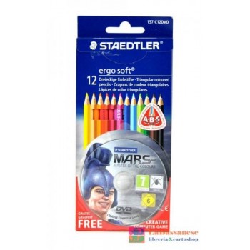 CONFEZIONE 12 MATITE COLORATE A SEZIONE ERGONOMICA TRIANGOLARE, SUPERFICIE MORBIDA ANTISCIVOLO E PROTEZIONE ABS ANTI-ROTTURA (GU